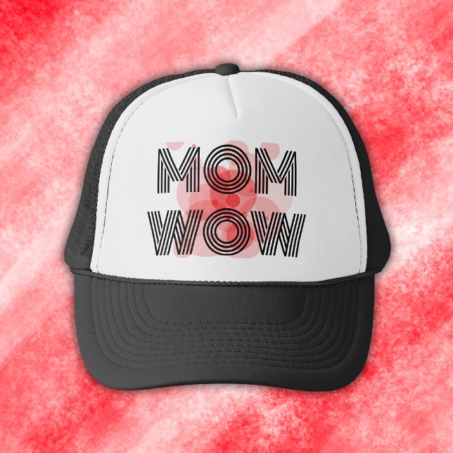 MOM WOW black on red | Trucker Hat (Creator Uploaded)