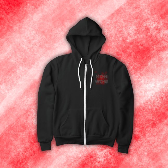 MOM WOW gray on red | Hoodie (Creator Uploaded)