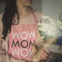 Mom Wow | Modern Pink Super Cute Mother's Apron
