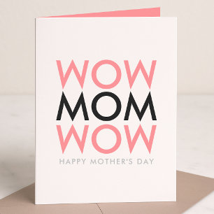 Mom Wow Mother's Day Name Modern Pink Super Cute Card