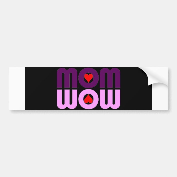 MOM WOW Red Hearts Reflection Sticker Bumper Stickers