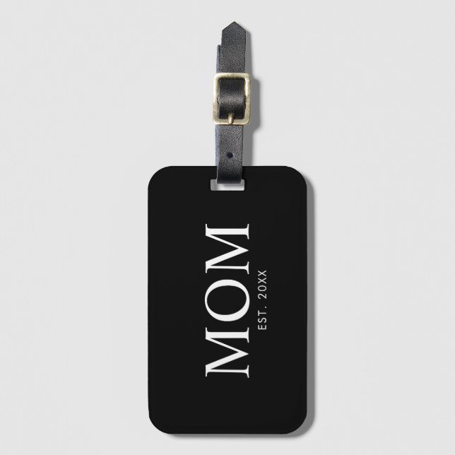Mom Year Established Luggage Tag (Front Vertical)