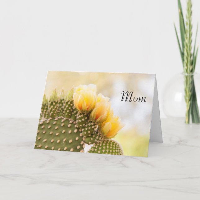 Mom Yellow cactus flowers Card (Front)
