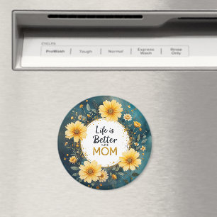 MOM Yellow Wildflowers Butterflies Magnet