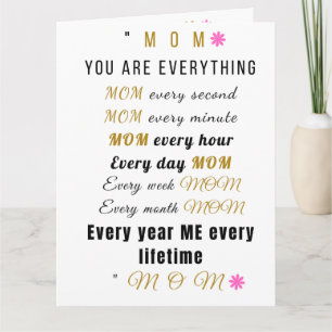 "MOM - You Are Everything Motivational Mother's Letterpress Thank You Card