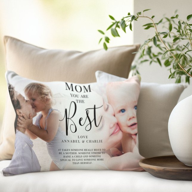 'MOM' you are the Best Photos Name & Quote Accent Pillow (Creator Uploaded)