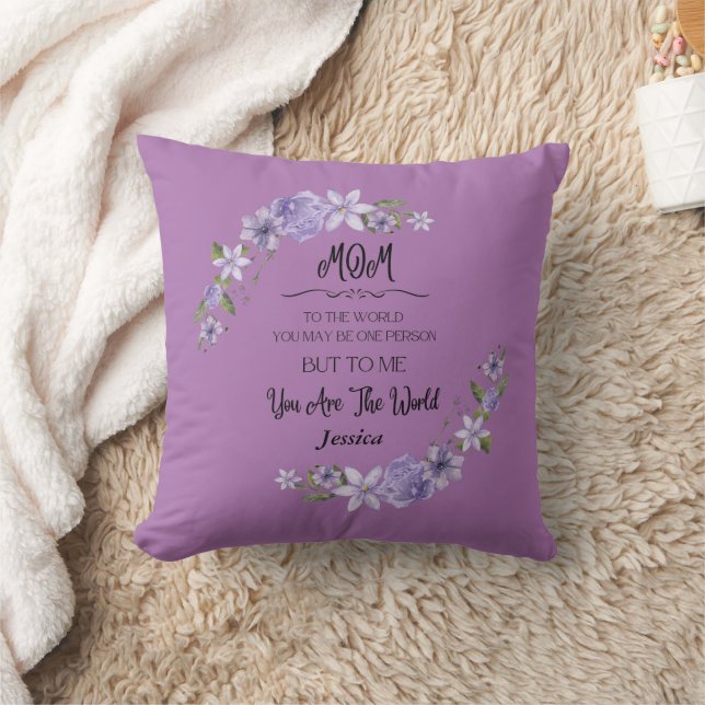 Mom You Are The World Custom Name Throw Pillow (Blanket)
