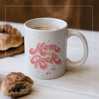 Mom You Rock Mug pink and white mug