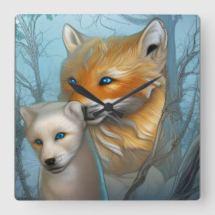 Mom You're the best - Fox and baby   Square Wall Clock