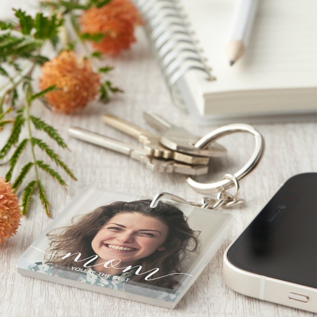 Mom You're The Best | Modern Classic Photo  Keycha Keychain (Front Right)