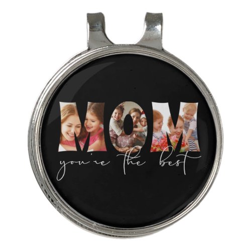Mom Youre the Best Quote Black Photo Collage Golf Hat Clip