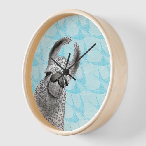 Moma Llama Blue Bird Clock