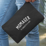 Momager | Modern Mom Manager Kids Names Accessory Pouch<br><div class="desc">Simple, stylish "Momager" custom quote art design with modern, minimalist typography in white in a bold trendy style on an off black background. The perfect gift or accessory for Mother's Day, your Mom's Birthday or just because! The words can easily be personalized with your own message for a gift as...</div>