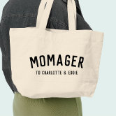 Momager, Modern Mom Manager Kids Names Large Tote Bag
