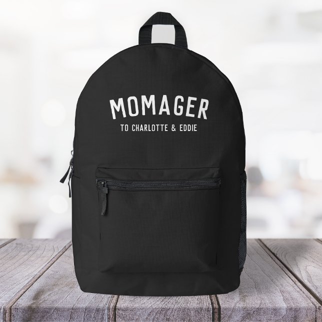 Momager | Modern Mom Manager Kids Names Printed Backpack (Creator Uploaded)