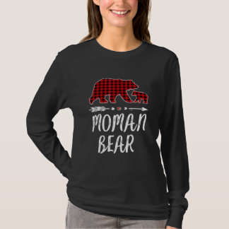 Moman Bear Christmas Pajama Red Plaid Buffalo Fami T-Shirt
