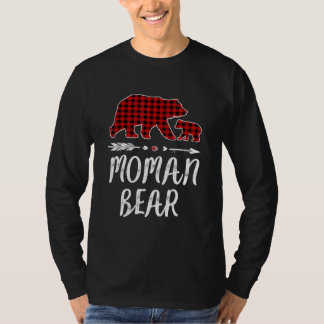 Moman Bear Christmas Pajama Red Plaid Buffalo Fami T-Shirt