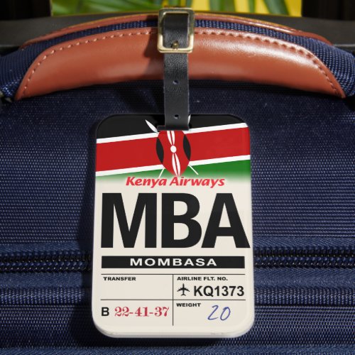 Mombasa MBA Kenya Airline Luggage Tag