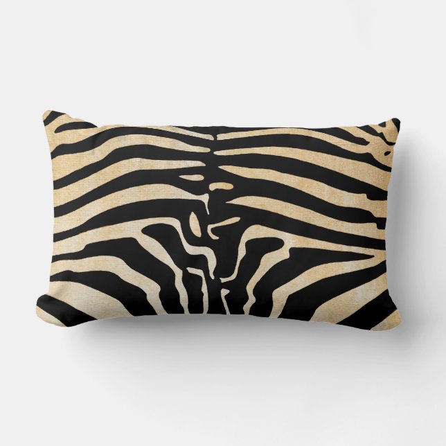 Mombasa Zebra Print Throw Lumbar Pillow, Black/Tan Pillow (Front)