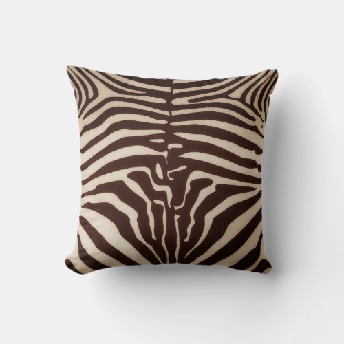 Mombasa Zebra Print Throw Pillow Safari Brown Throw Pillow