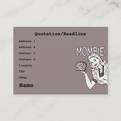 Customizable Mombie Retro Zombie Business Card Templates