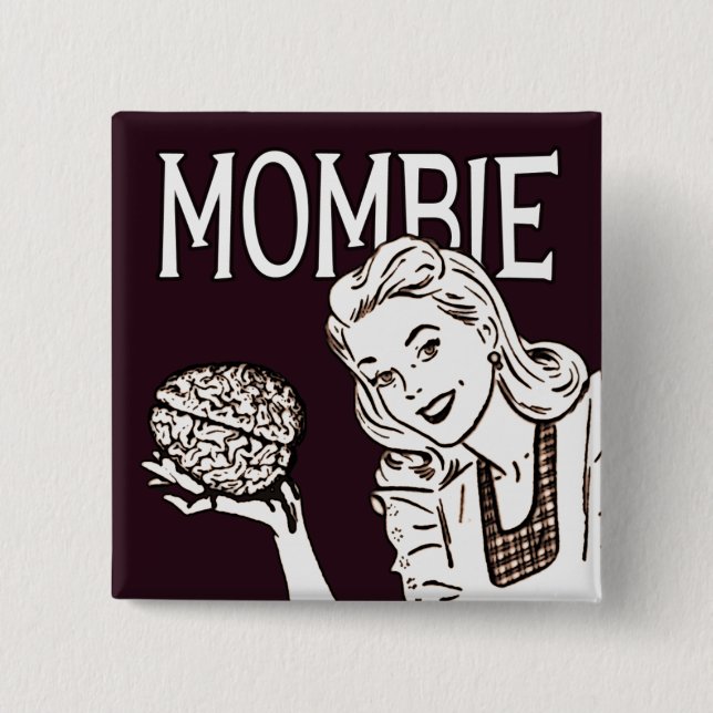 Mombie Retro Zombie Pinback Button (Front)