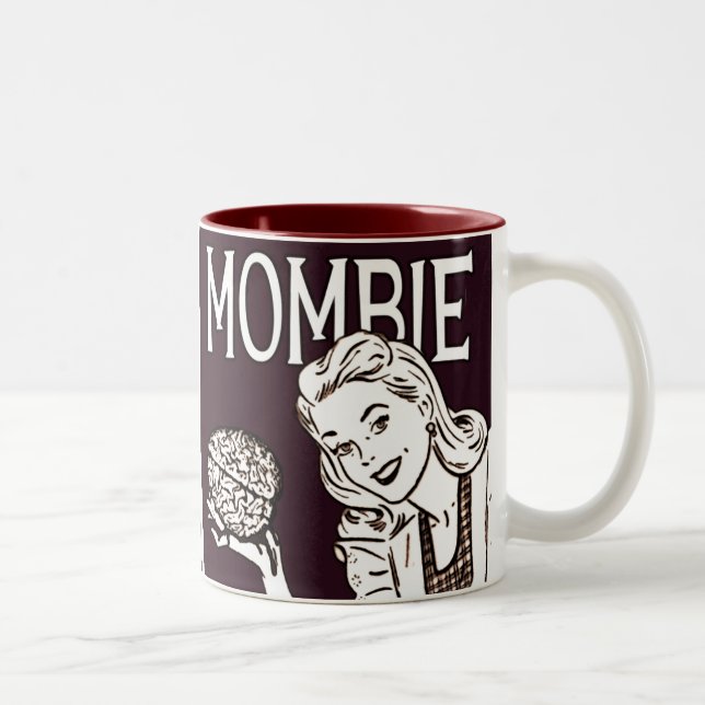 Mombie Retro Zombie Two-Tone Coffee Mug (Right)