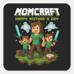 Momcraft Happy Mother Day Funny Gamer Mom Square Sticker