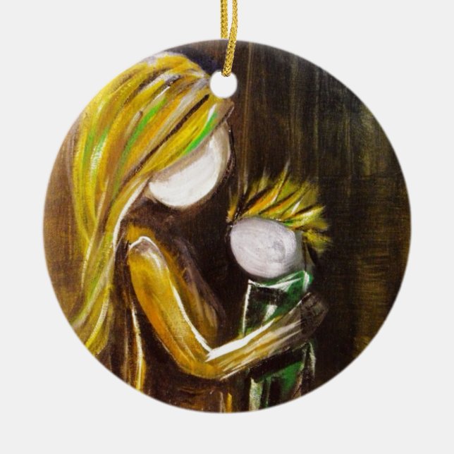 Moment with mom (son) ceramic ornament (Front)