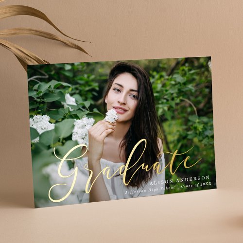 Momentous Gold Foil Script Graduation Announcement