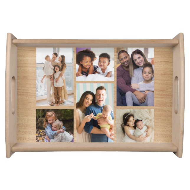 Moments in Focus: Customizable 6 Photo Collage Serving Tray (Front)