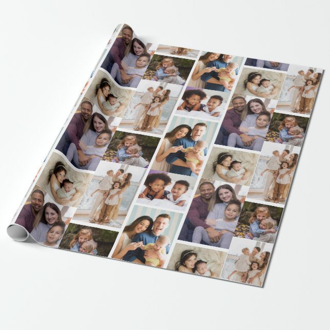 Moments in Focus: Customizable 6 Photo Collage Wrapping Paper (Unrolled)
