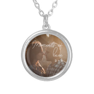 Moments of love, couple in love silver plated necklace