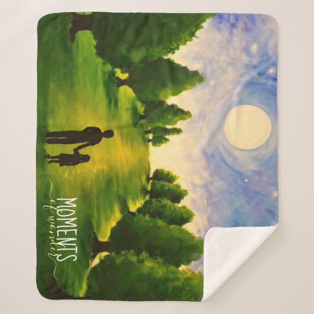 Moments of wonder moonlit walk in woods sherpa blanket (Front)