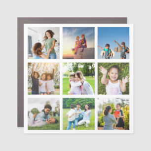 Moments Treasured: Customizable 9 Photo Collage Car Magnet