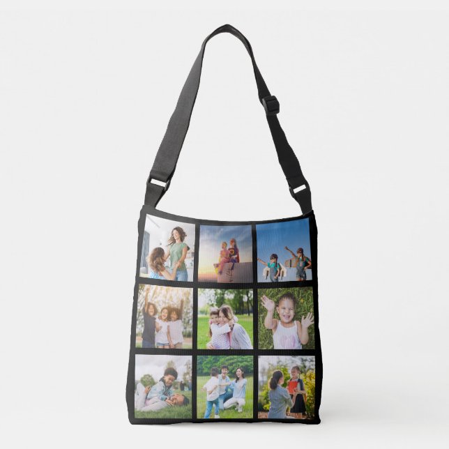 Moments Treasured: Customizable 9 Photo Collage Crossbody Bag (Front)