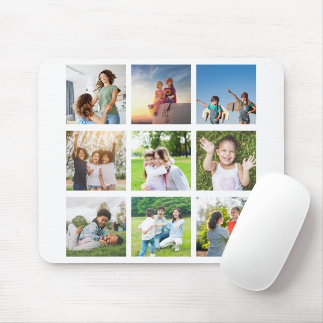 Moments Treasured: Customizable 9 Photo Collage Mouse Pad (With Mouse)