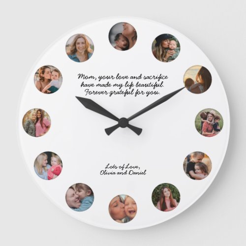 Moments with Mother  Mothers Day Home Wall Decor Large Clock