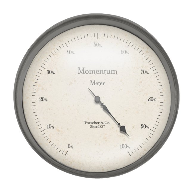 Momentum Gauge Steampunk Scientific Instrument Gunmetal Finish Lapel Pin (Front)