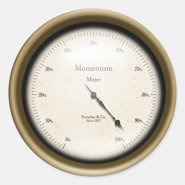 Momentum Meter Steampunk Industrial Machine Age Classic Round Sticker (Front)