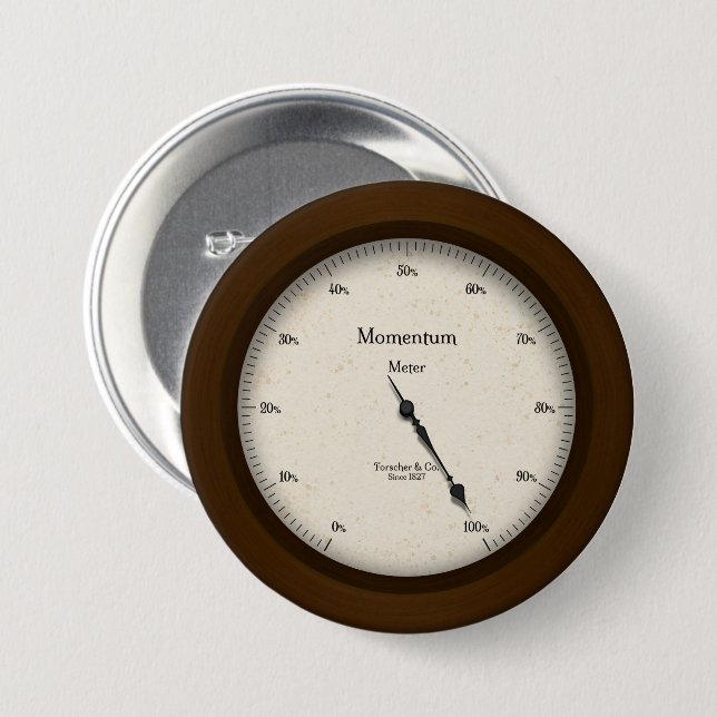 Momentum Meter Vintage Style Steampunk Gauge Button (Front & Back)