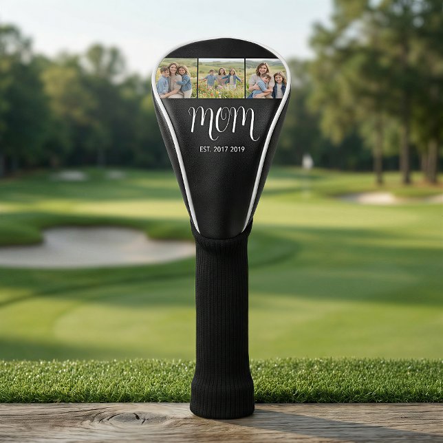 MomEstablished Modern Bold Script Black 3 Photo Golf Head Cover (Creator Uploaded)
