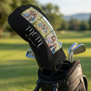 MomEstablished Modern Bold Script Black 3 Photo Golf Head Cover