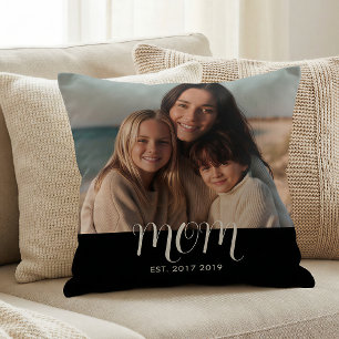 MomEstablished Modern Script Photo Throw Pillow