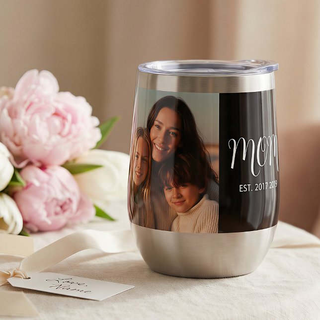 MomEstablished Script Black 2 Photo  Thermal Wine Tumbler (Creator Uploaded)