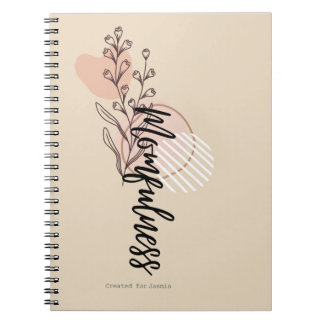 Momfulness Boho Floral Name Script Design Notebook