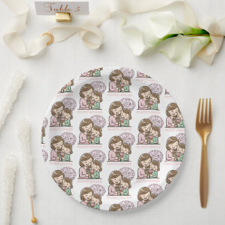 Momfulness Cute Mother Daughter Ice Cream Pattern Paper Plates