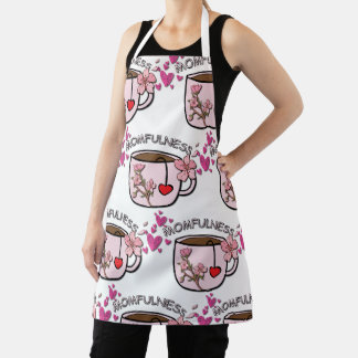 Momfulness Floral Tea Cup Seamless Pattern Apron