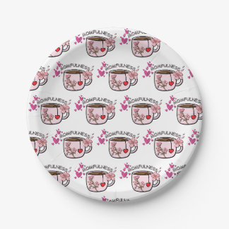 Momfulness Floral Tea Cup Seamless Pattern Paper Plates