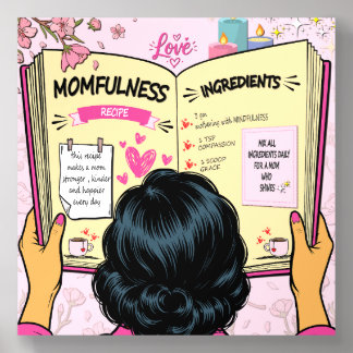 Momfulness Recipe Book Cute Comic Art Acrylic Photo Tile